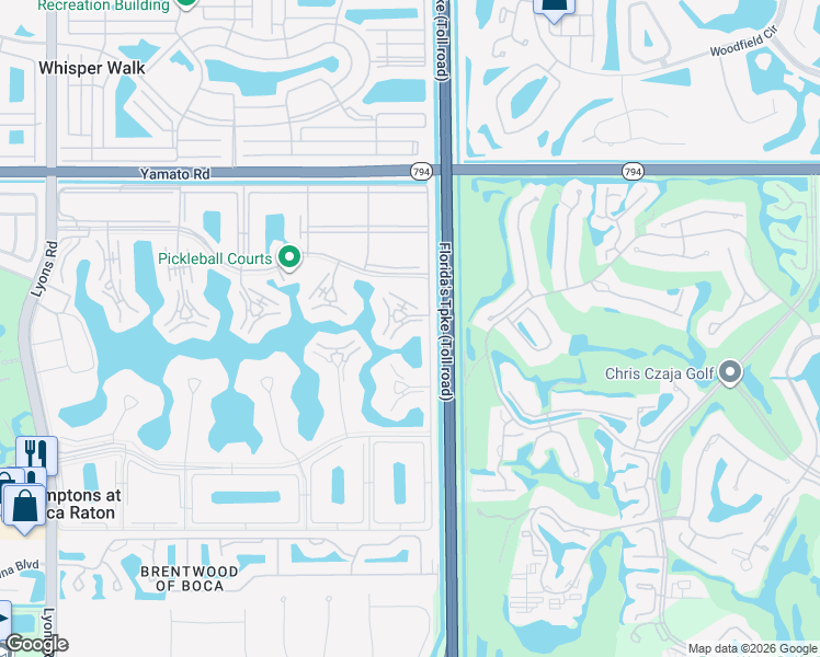 map of restaurants, bars, coffee shops, grocery stores, and more near E Village Dr in Boca Raton