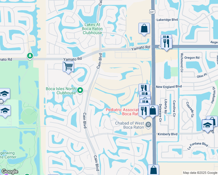 map of restaurants, bars, coffee shops, grocery stores, and more near 10105 Canoe Brook Circle in Boca Raton