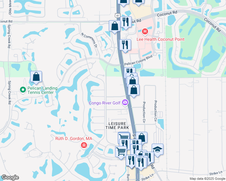 map of restaurants, bars, coffee shops, grocery stores, and more near 24100 South Tamiami Trail in Bonita Springs