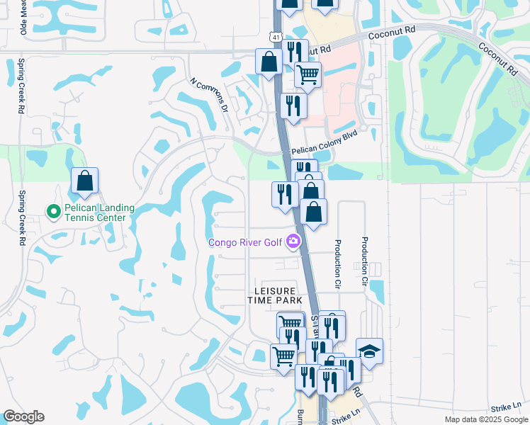 map of restaurants, bars, coffee shops, grocery stores, and more near 24100 South Tamiami Trail in Bonita Springs