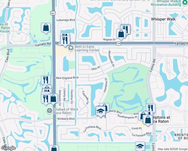 map of restaurants, bars, coffee shops, grocery stores, and more near 9557 Richmond Circle in Boca Raton