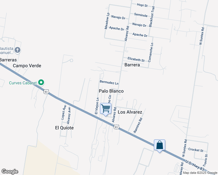 map of restaurants, bars, coffee shops, grocery stores, and more near 81 Fresno Circle in Rio Grande City