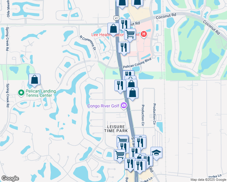 map of restaurants, bars, coffee shops, grocery stores, and more near 24110 South Tamiami Trail in Bonita Springs
