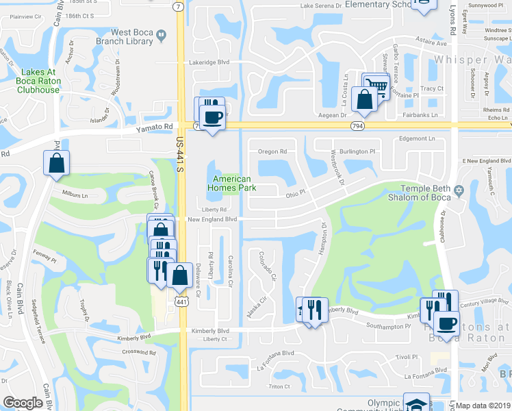 map of restaurants, bars, coffee shops, grocery stores, and more near 9583 Richmond Circle in Boca Raton