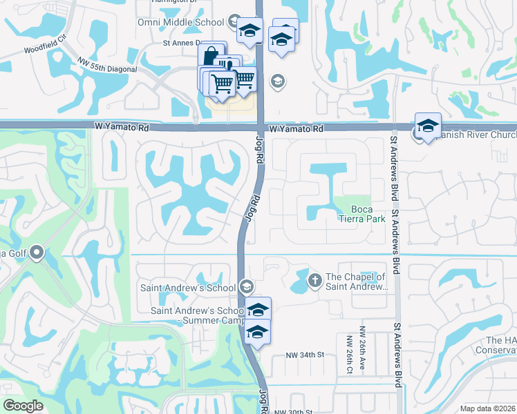 map of restaurants, bars, coffee shops, grocery stores, and more near 4468 Northwest 29th Way in Boca Raton