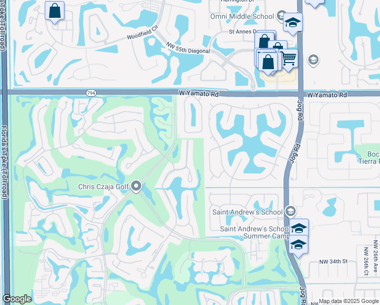 map of restaurants, bars, coffee shops, grocery stores, and more near 19560 Sawgrass Drive in Boca Raton