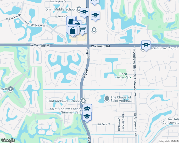 map of restaurants, bars, coffee shops, grocery stores, and more near 4468 Northwest 29th Way in Boca Raton