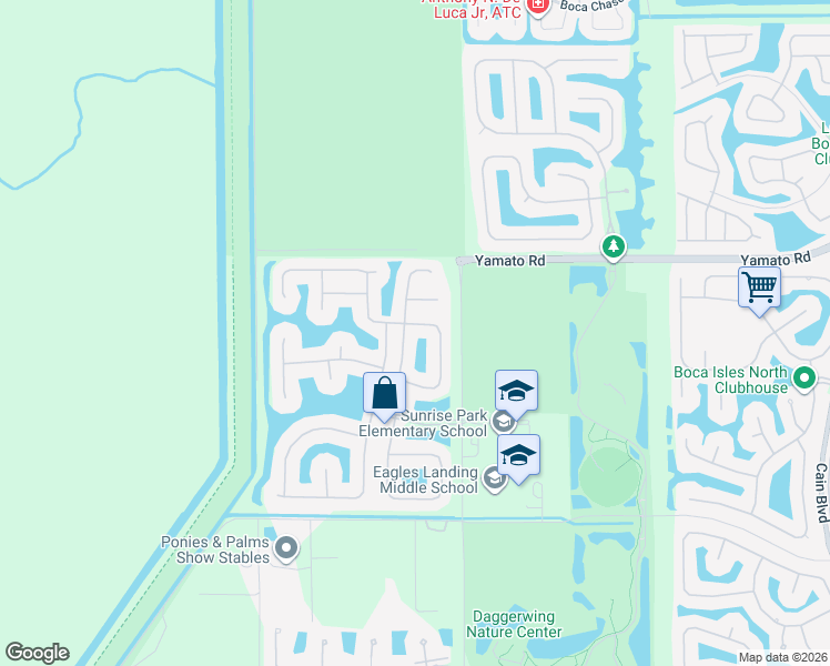 map of restaurants, bars, coffee shops, grocery stores, and more near 19300 Skyridge Circle in Boca Raton