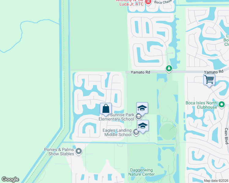 map of restaurants, bars, coffee shops, grocery stores, and more near 19300 Skyridge Circle in Boca Raton