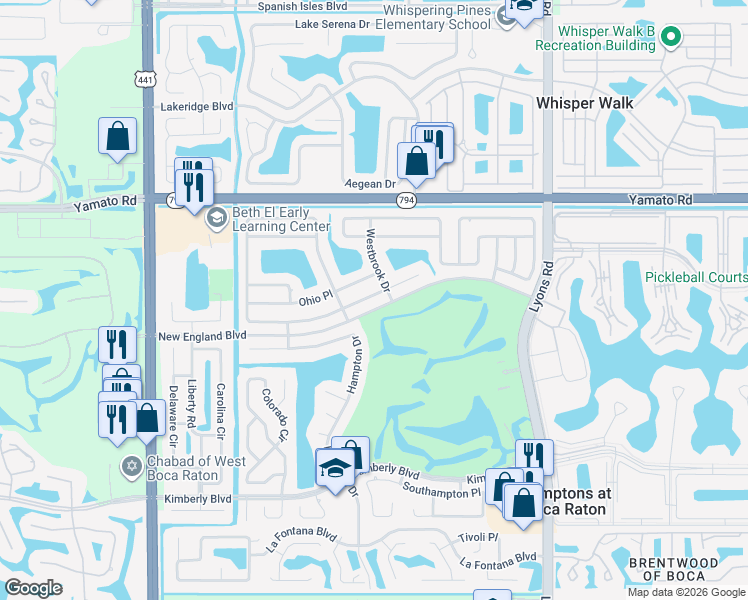 map of restaurants, bars, coffee shops, grocery stores, and more near 9470 Richmond Circle in Boca Raton