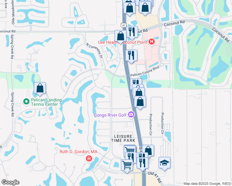 map of restaurants, bars, coffee shops, grocery stores, and more near 24301 Walden Center Drive in Bonita Springs