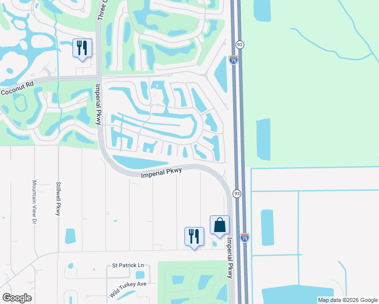 map of restaurants, bars, coffee shops, grocery stores, and more near 10801 Crooked River Road in Bonita Springs