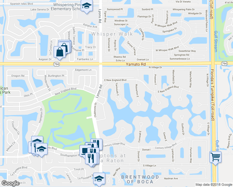 map of restaurants, bars, coffee shops, grocery stores, and more near 1084 Yarmouth East in Boca Raton