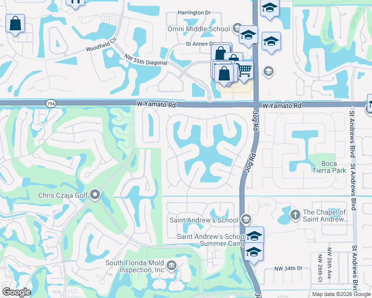 map of restaurants, bars, coffee shops, grocery stores, and more near 3225 Saint Charles Place in Boca Raton