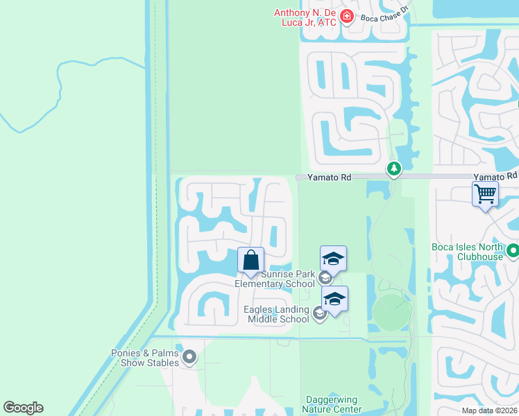 map of restaurants, bars, coffee shops, grocery stores, and more near 19133 Skyridge Circle in Boca Raton