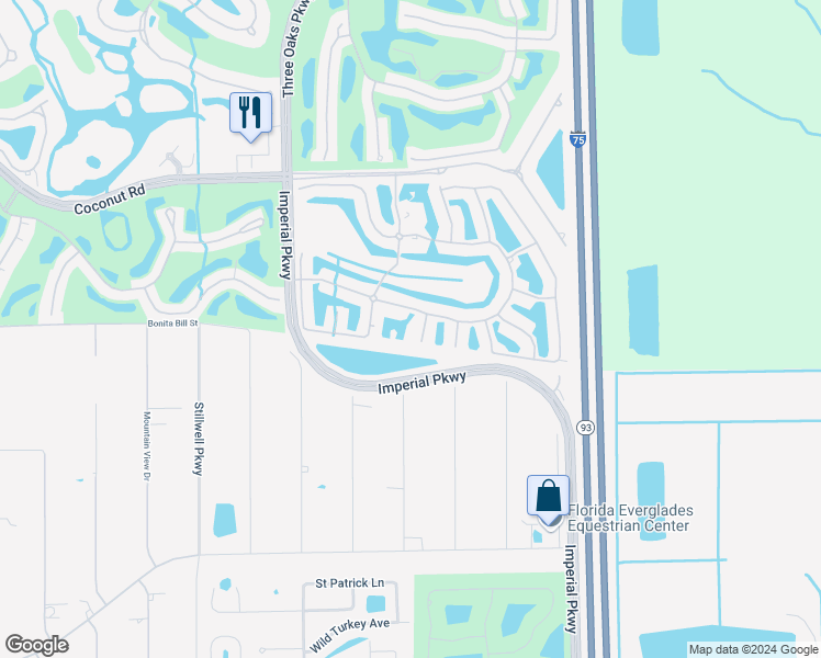 map of restaurants, bars, coffee shops, grocery stores, and more near 23831 Marbella Bay Road in Bonita Springs