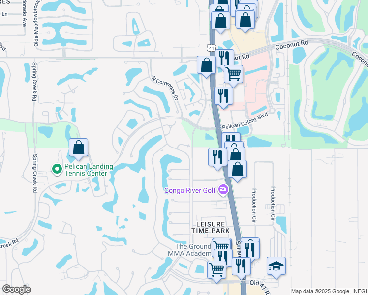 map of restaurants, bars, coffee shops, grocery stores, and more near 3529 Heron Glen Court in Bonita Springs