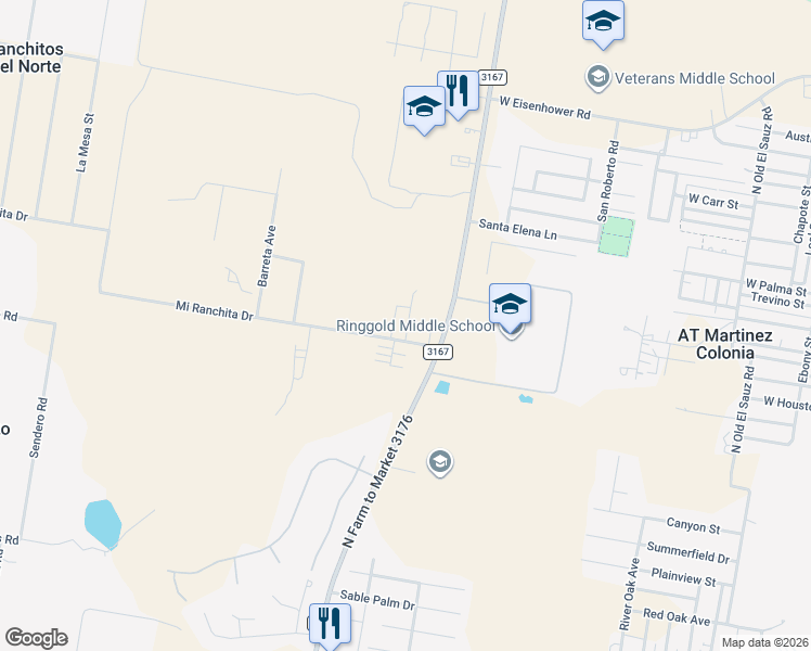 map of restaurants, bars, coffee shops, grocery stores, and more near 1010 Ivory Avenue in Rio Grande City