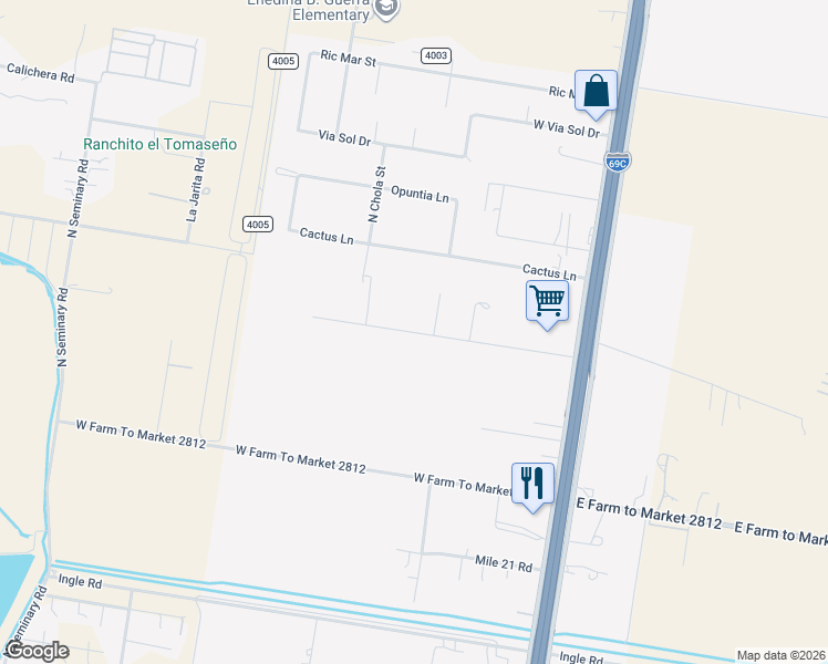 map of restaurants, bars, coffee shops, grocery stores, and more near 526 Monte Cristo Heights Road in Edinburg