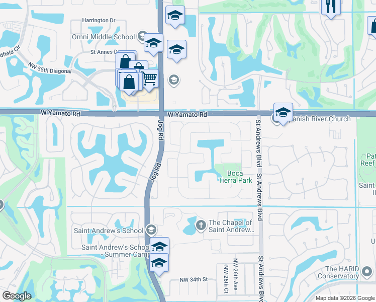 map of restaurants, bars, coffee shops, grocery stores, and more near 2778 Northwest 46th Street in Boca Raton