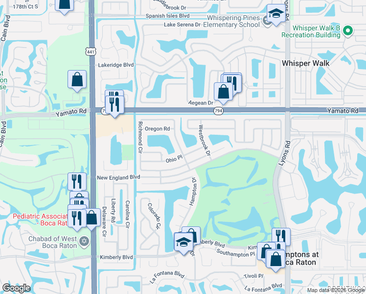 map of restaurants, bars, coffee shops, grocery stores, and more near 9779 Richmond Circle in Boca Raton