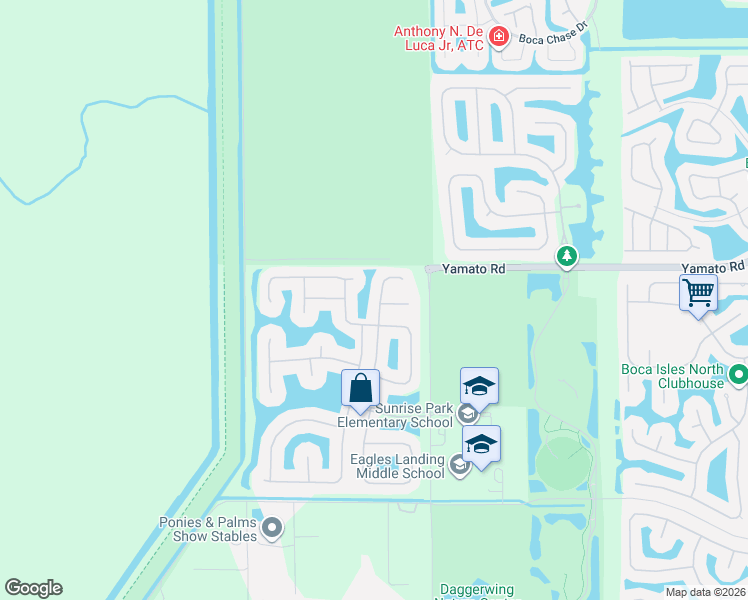 map of restaurants, bars, coffee shops, grocery stores, and more near 19133 Skyridge Circle in Boca Raton