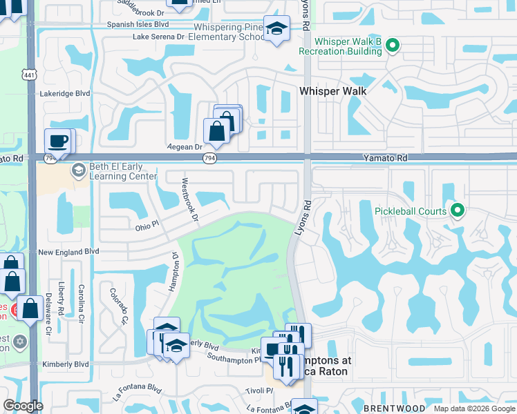 map of restaurants, bars, coffee shops, grocery stores, and more near 9212 Gettysburg Road in Boca Raton