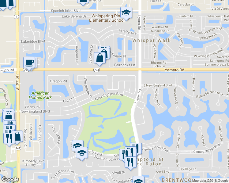map of restaurants, bars, coffee shops, grocery stores, and more near 9212 Gettysburg Road in Boca Raton