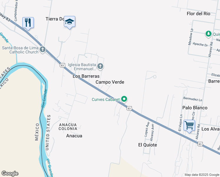 map of restaurants, bars, coffee shops, grocery stores, and more near 4024 U.S. 83 in Rio Grande City