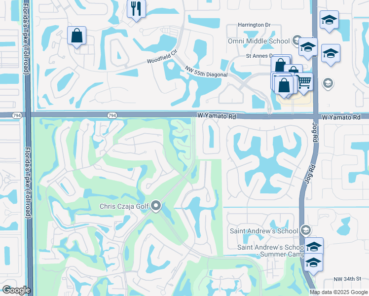 map of restaurants, bars, coffee shops, grocery stores, and more near 19349 Sabal Lake Drive in Boca Raton
