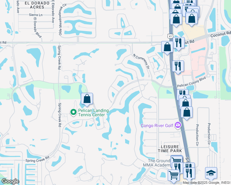 map of restaurants, bars, coffee shops, grocery stores, and more near 3601 Sanctuary Lakes Drive in Bonita Springs