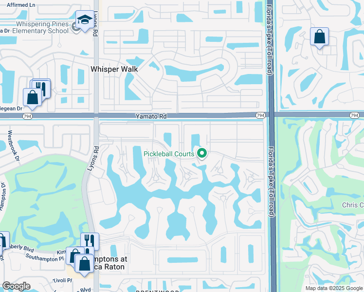 map of restaurants, bars, coffee shops, grocery stores, and more near in Hamptons at Boca Raton