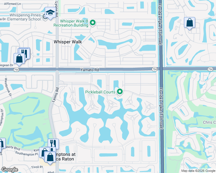 map of restaurants, bars, coffee shops, grocery stores, and more near 97 Preston Way in Boca Raton