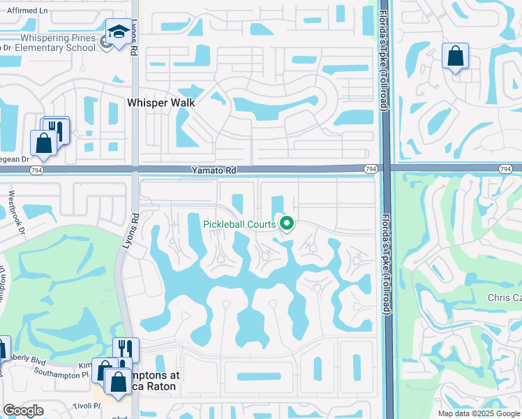 map of restaurants, bars, coffee shops, grocery stores, and more near 97 Preston Way in Boca Raton