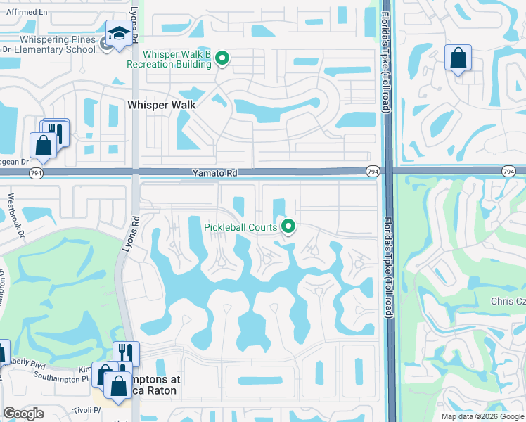 map of restaurants, bars, coffee shops, grocery stores, and more near 97 Preston Way in Boca Raton