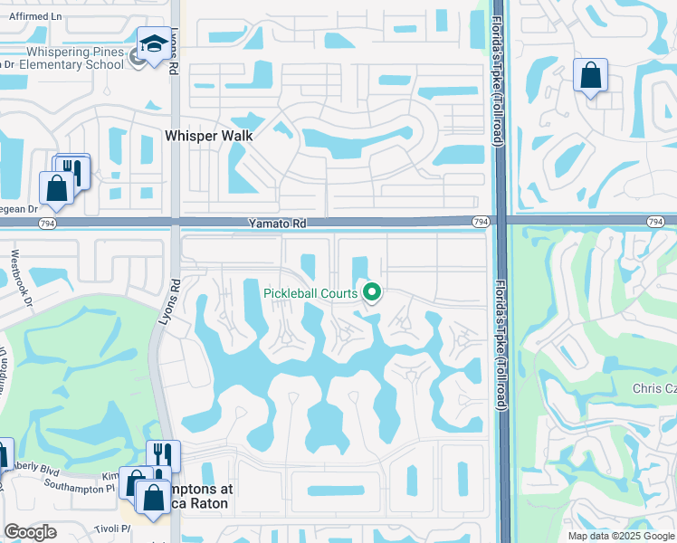 map of restaurants, bars, coffee shops, grocery stores, and more near 97 Preston Way in Boca Raton
