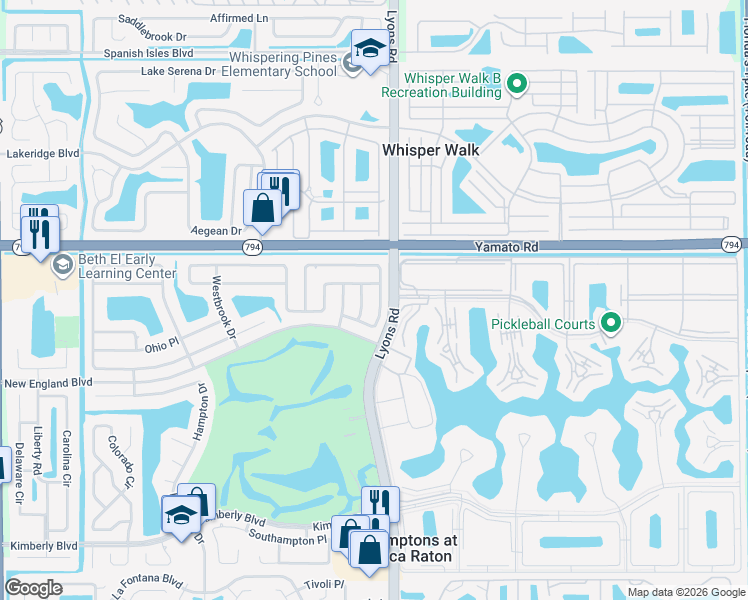 map of restaurants, bars, coffee shops, grocery stores, and more near 9159 Edgemont Lane in Boca Raton