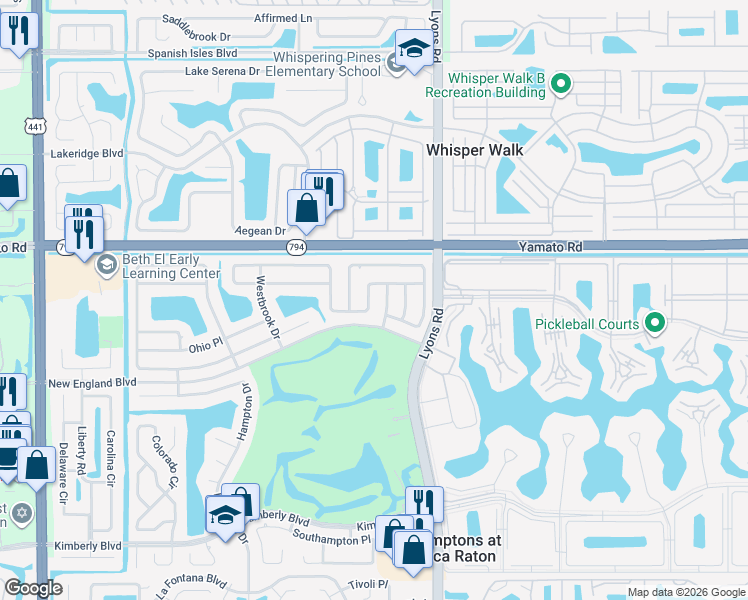 map of restaurants, bars, coffee shops, grocery stores, and more near 9165 Gettysburg Road in Boca Raton