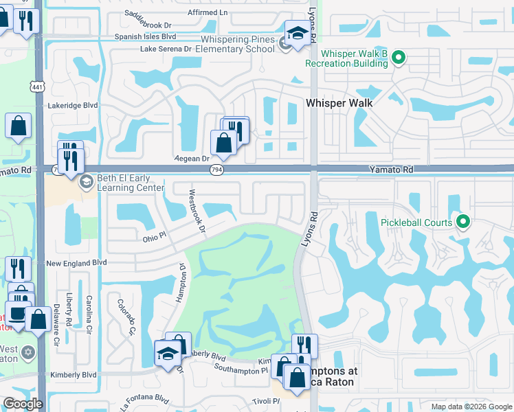 map of restaurants, bars, coffee shops, grocery stores, and more near 9165 Gettysburg Road in Boca Raton