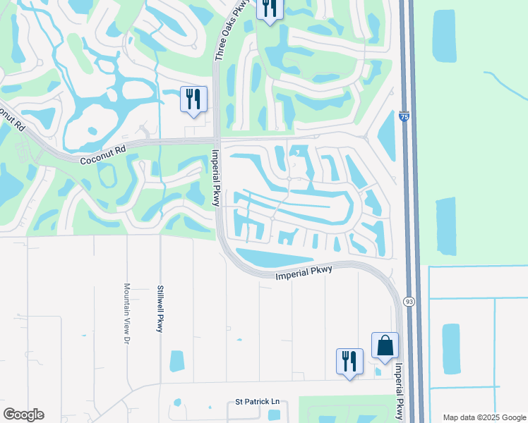 map of restaurants, bars, coffee shops, grocery stores, and more near 10911 Salerno Bay Road in Bonita Springs