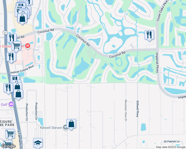 map of restaurants, bars, coffee shops, grocery stores, and more near 9050 Spring Run Boulevard in Bonita Springs