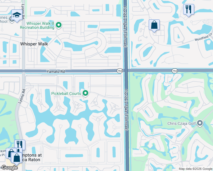 map of restaurants, bars, coffee shops, grocery stores, and more near 281 Mansfield G in Boca Raton