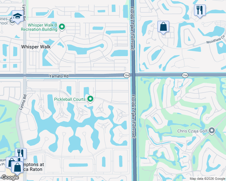 map of restaurants, bars, coffee shops, grocery stores, and more near 281 Mansfield G in Boca Raton