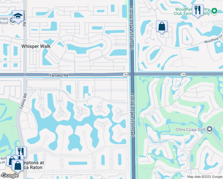 map of restaurants, bars, coffee shops, grocery stores, and more near 281 Mansfield G in Boca Raton