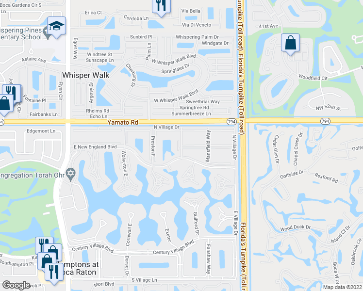 map of restaurants, bars, coffee shops, grocery stores, and more near 279 Mansfield G in Boca Raton