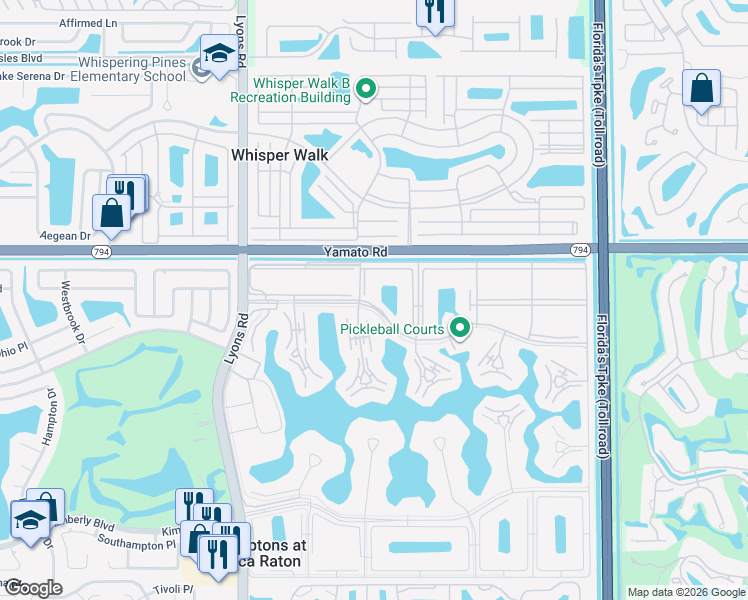 map of restaurants, bars, coffee shops, grocery stores, and more near 94 Suffolk C in Boca Raton