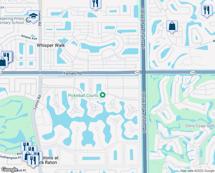 map of restaurants, bars, coffee shops, grocery stores, and more near Mansfield Drive in Boca Raton