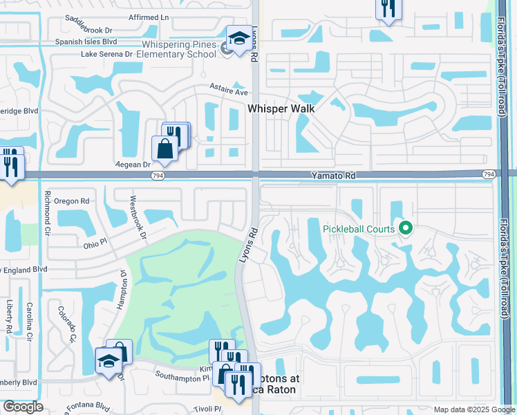map of restaurants, bars, coffee shops, grocery stores, and more near East New England Boulevard in Boca Raton