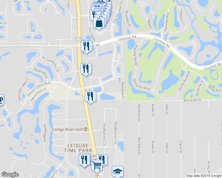 map of restaurants, bars, coffee shops, grocery stores, and more near 8460 Murano Del Lago Loop in Bonita Springs