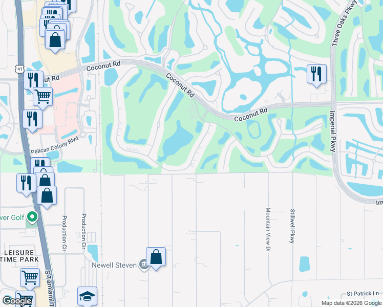 map of restaurants, bars, coffee shops, grocery stores, and more near 9053 Spring Run Boulevard in Bonita Springs